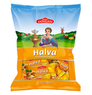 Dovgan Halva, halva with roasted peanuts 250 g – pack, front