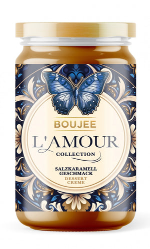 Boujee L'amour salted caramel milk spread 500 g – jar, front