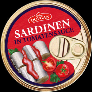 Dovgan sardines in tomato sauce 240 g – can, front
