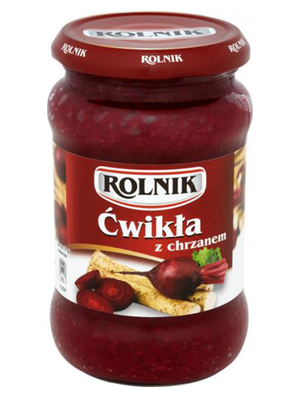 Rolnik Ćwikła, beetroot with horseradish 350 g – jar, front