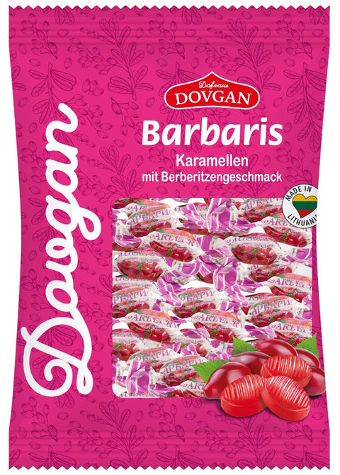 Dovgan Hartkaramellen mit Berberitzengeschmack 200 g – Packung, Vorderseite