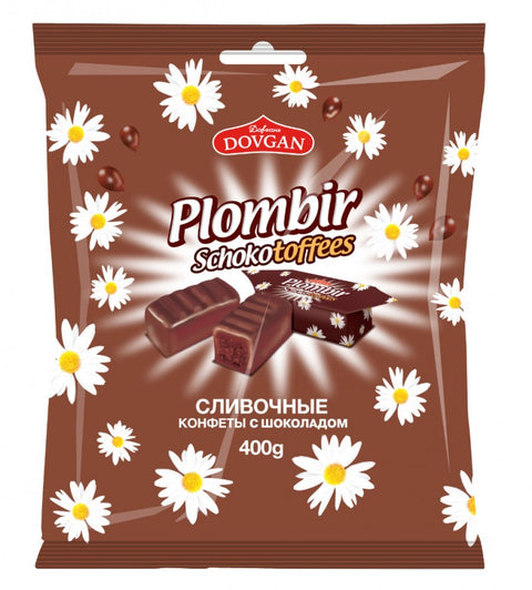 Dovgan Plombir, caramelos de chocolate 400 g – embalagem, frente