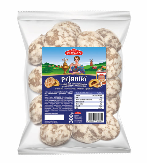 DOVGAN – Bolachas Macias com Recheio de Leite Condensado Caramelizado (Prjaniki), 300 g
