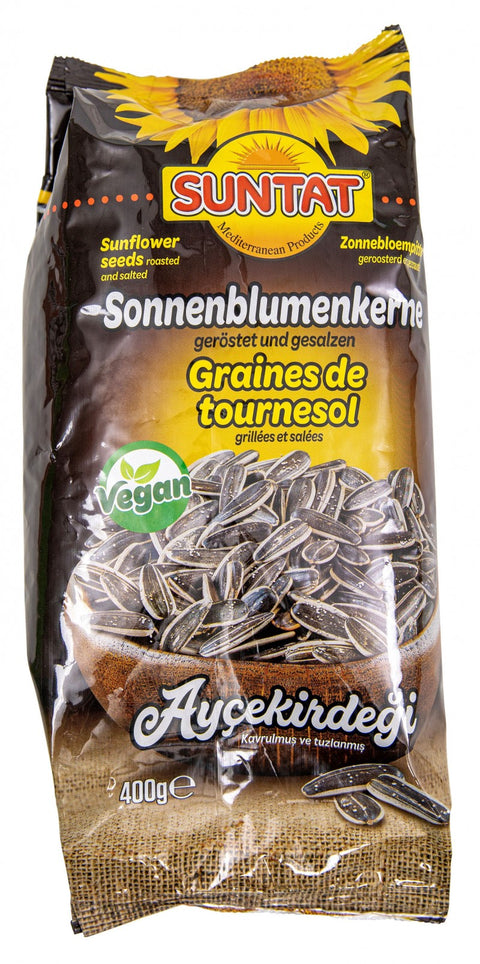 Suntat sementes de girassol torradas e salgadas 400 g – embalagem, frente