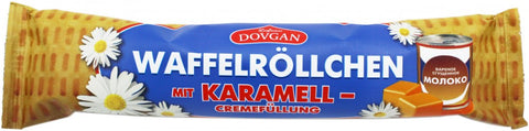 Dovgan canudo de wafer com caramelo 45 g – embalagem, frente