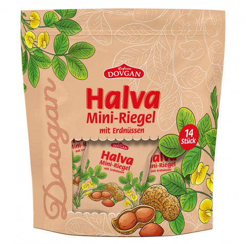 Dovgan Halva, mini barras com amendoim 200 g – embalagem, frente