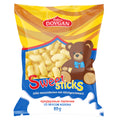 Dovgan Sweet Sticks, süße Maisstäbchen mit Milchgeschmack 80 g – Packung, Vorderseite