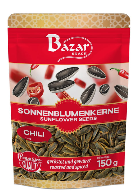 Bazar sementes de girassol com chili, torradas e temperadas 150 g – embalagem, frente