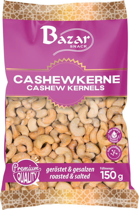Bazar cajus torrados e salgados 150 g – embalagem, frente