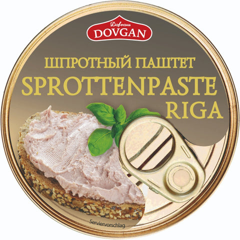 Dovgan Riga-Sprottenpaste 160 g – Dose, Vorderseite