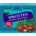 Andre's Fish & Friends sprats in spicy tomato sauce 100 g – can, front