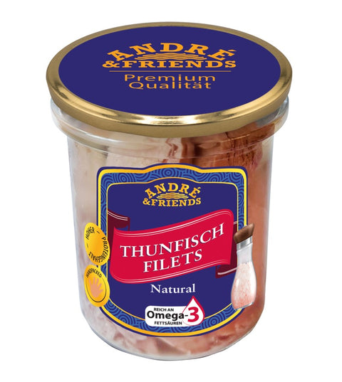 Andre's Fish & Friends filetes de atum em água 180 g – lata, frente