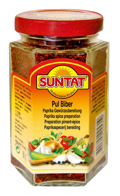 Suntat Pul Biber, tempero de pimentão 80 g – frasco, frente