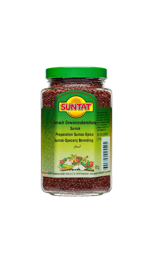 Suntat Sumak, especiaria de sumagre 85 g – frasco, frente