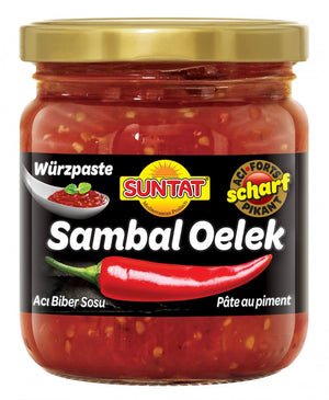 Suntat Sambal Oelek, Chili-Würzpaste 190 g – Glas, Vorderseite