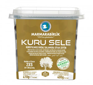 Marmarabirlik Kuru Sele, schwarze Oliven 410 g – Glas, Vorderseite
