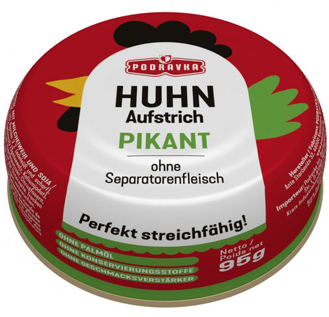 Podravka pasta de frango picante 95 g – lata, frente