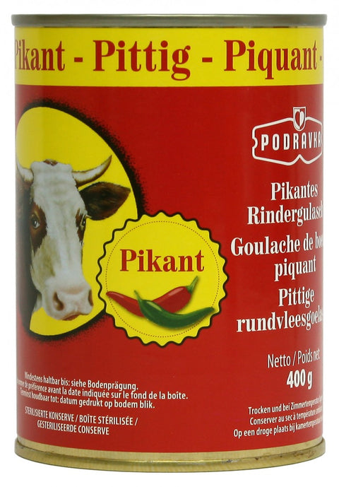 Podravka, goulash de vaca picante 400 g – embalagem, frente
