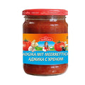 Dovgan Adjika, molho de tomate com rábano-picante 240 ml – frasco, frente