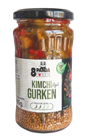 8 Panda Gurken nach Kimchi-Art, süß-scharf eingelegt 330 g – Glas, Vorderseite