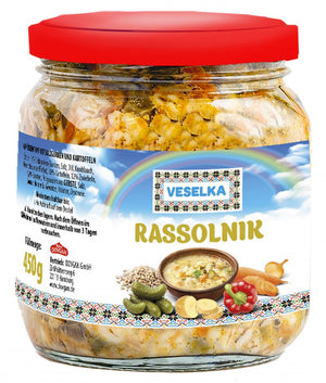 Veselka Rassolnik, Eintopf mit Salzgurken 450 g – Glas, Vorderseite