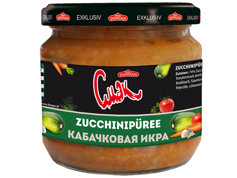 Cmak Zucchinipüree mit Knoblauch 350 g – Glas, Vorderseite
