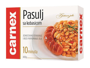 Carnex Pasulj, weiße Bohnen mit Brühwürstchen 400 g – Dose, Vorderseite