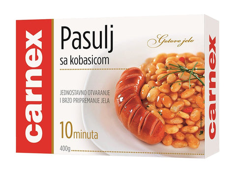 Carnex Pasulj, feijão branco com salsichas 400 g – lata, frente