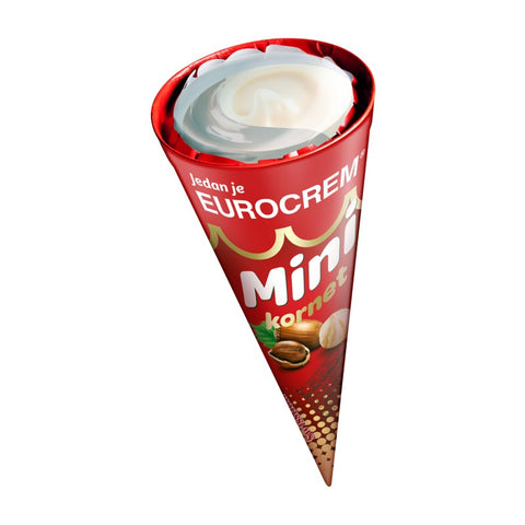 Eurocrem Mini Kornet, cones de bolacha recheados 65 g – embalagem, frente