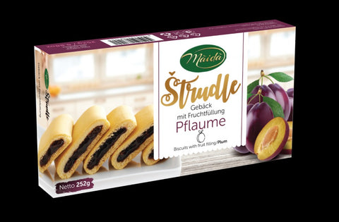 Mäida Strudle, strudel recheado de ameixa 252 g – embalagem, frente