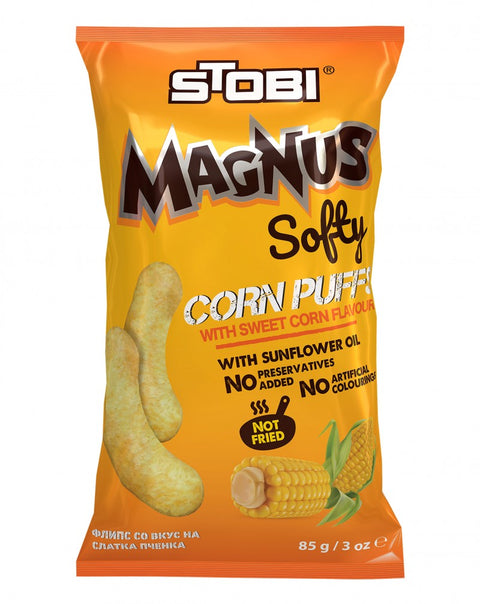 Stobi Magnus Softy, flips sabor milho doce 85 g – embalagem, frente