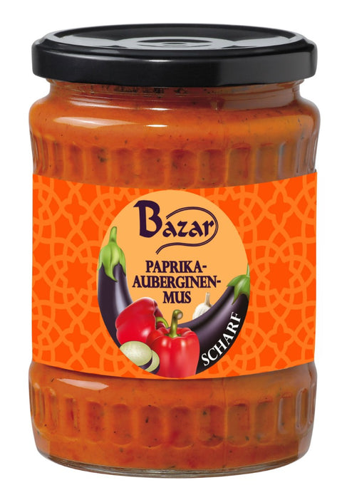 Bazar pasta picante de pimento e beringela 350 g – frasco, frente