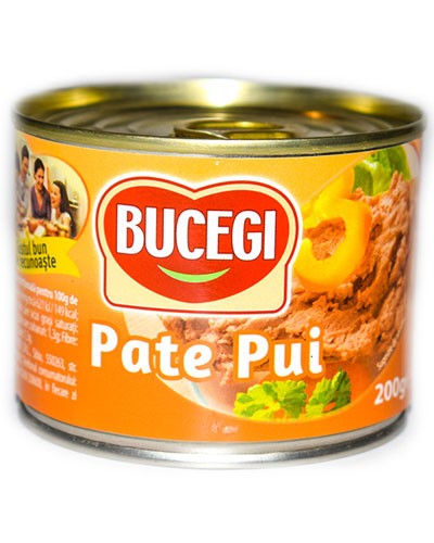 Bucegi Pate pui, pasta de fígado de frango 200 g – lata, frente