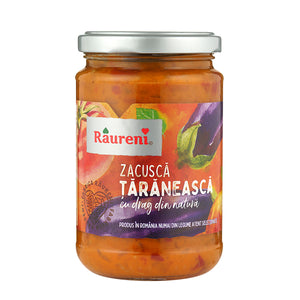 Răureni Zacuscă țărănească, rustic vegetable spread with aubergines 300 g – jar, front