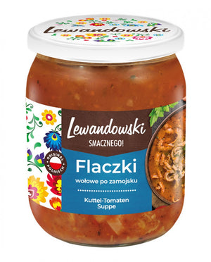 Lewandowski Flaczki, pikante Kuttelsuppe 500 g – Packung, Vorderseite