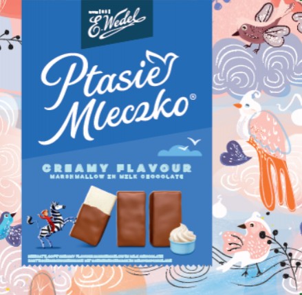 Wedel Ptasie Mleczko, Schaumzucker mit Sahnegeschmack 340 g – Packung, Vorderseite