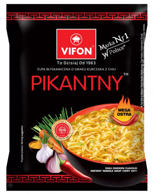 Vifon Pikantny, scharfe Nudelsuppe mit Hähnchengeschmack 70 g – Beutel, Vorderseite