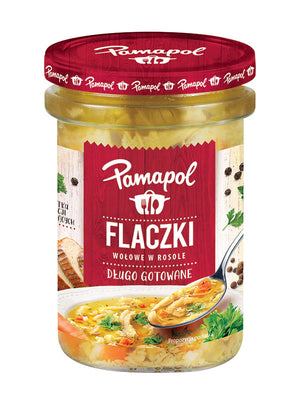 Pamapol Flaczki w rosole, Kuttelsuppe mit Gemüsebrühe 500 g – Packung, Vorderseite