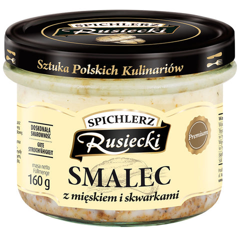 Rusiecki Smalec staropolski z mięskiem, Schmalzfleisch 160 g – Dose, Vorderseite