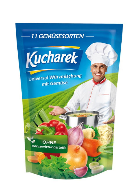 Kucharek Würzmischung mit Gemüse 200 g – Packung, Vorderseite