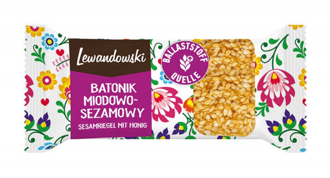 Lewandowski Sesamriegel mit Honig 30 g – Packung, Vorderseite