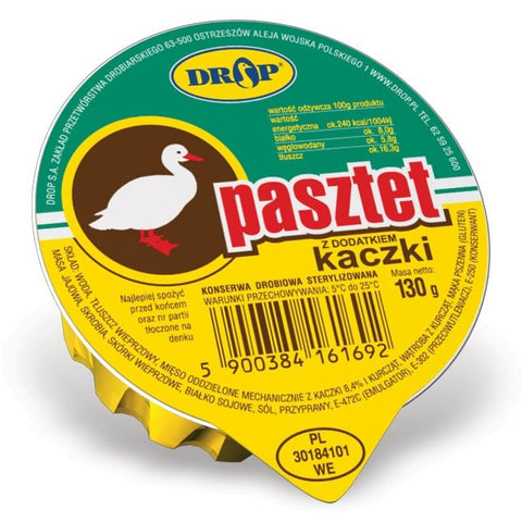 Drop Pasztet kaczki, Brotaufstrich mit Ente 130 g – Dose, Vorderseite