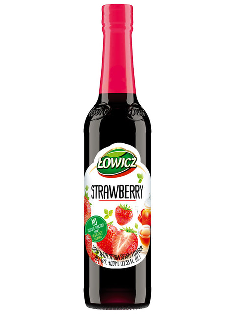 Łowicz Sirup mit Erdbeergeschmack 400 ml – Flasche, Vorderseite