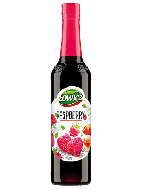 Łowicz Sirup mit Himbeergeschmack 400 ml – Flasche, Vorderseite