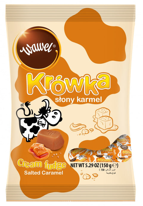 Wawel Krówka słony karmel, gesalzene Milchkaramellen 150 g – Packung, Vorderseite