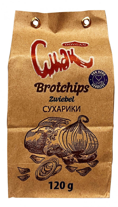 Cmak chips de pão com cebola 120 g – embalagem, frente