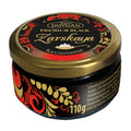 Dovgan Zarskaya, schwarzes Kaviarimitat 110 g – Dose, Vorderseite
