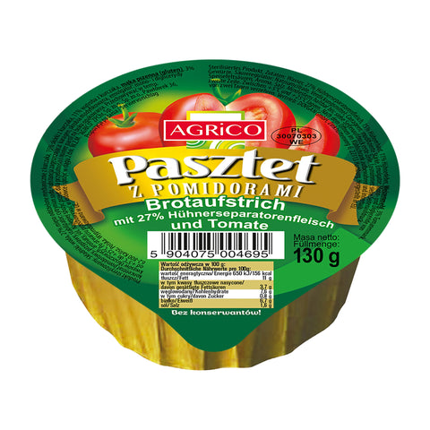 Agrico - Pasztet (Geflügel-Brotaufstrich mit Tomate) - Karton 12 × 130 g