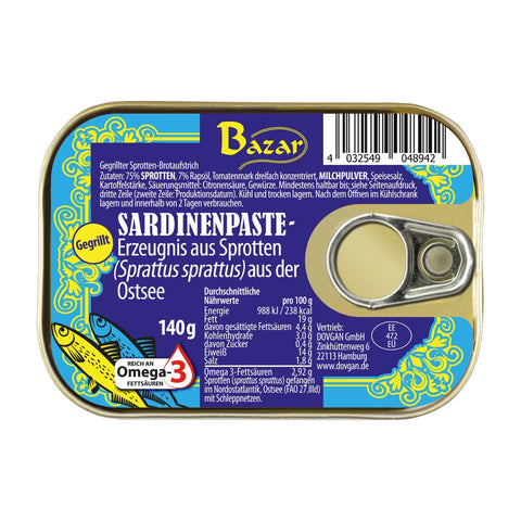 Bazar - Gegrillter Sprotten-Aufstrich - Karton 12 × 140 g