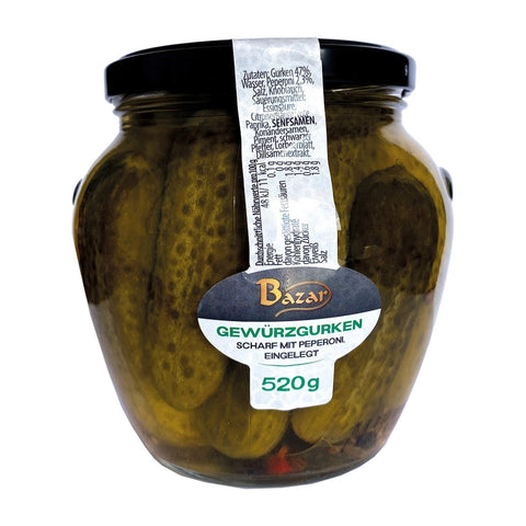 Bazar - Scharfe Gewürzgurken mit Peperoni - Karton 6 × 520 g